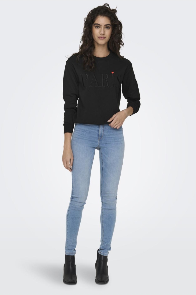 JDYPARIS L/S EMB SWEAT JRS 15221015 Black/PARIS HEART